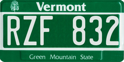 VT license plate RZF832