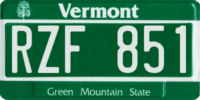 VT license plate RZF851