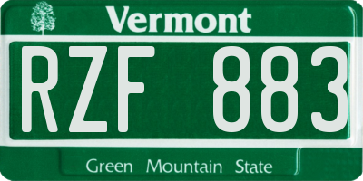 VT license plate RZF883
