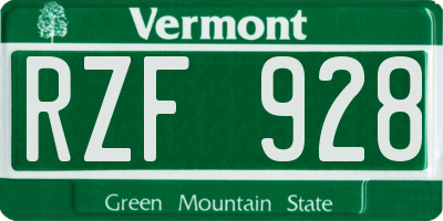 VT license plate RZF928