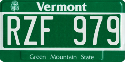 VT license plate RZF979