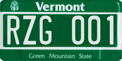VT license plate RZG001