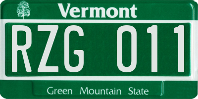 VT license plate RZG011