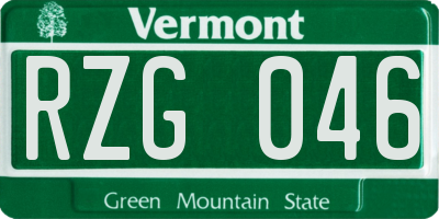 VT license plate RZG046