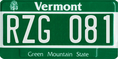 VT license plate RZG081