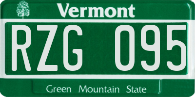 VT license plate RZG095