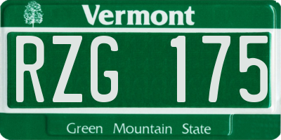 VT license plate RZG175