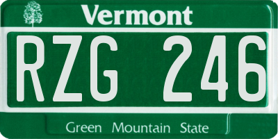VT license plate RZG246