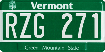 VT license plate RZG271