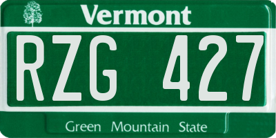 VT license plate RZG427