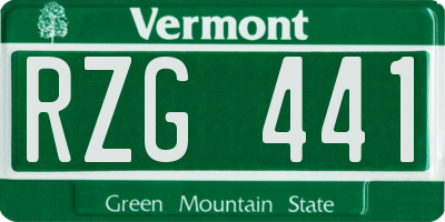 VT license plate RZG441