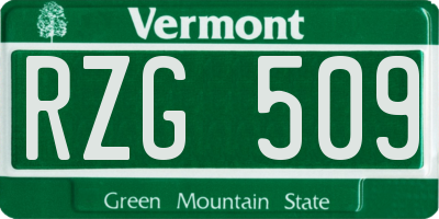 VT license plate RZG509
