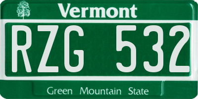 VT license plate RZG532