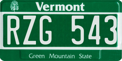 VT license plate RZG543