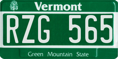 VT license plate RZG565