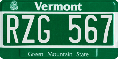 VT license plate RZG567