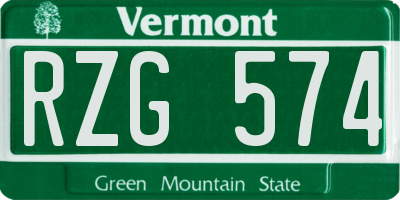 VT license plate RZG574