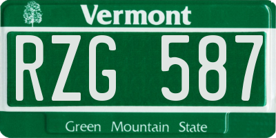 VT license plate RZG587