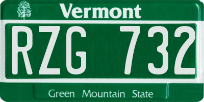 VT license plate RZG732