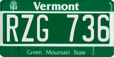 VT license plate RZG736
