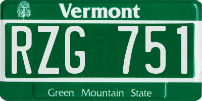 VT license plate RZG751