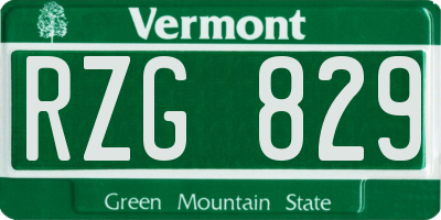VT license plate RZG829