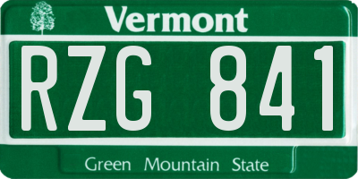 VT license plate RZG841