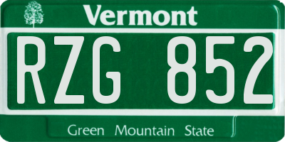 VT license plate RZG852