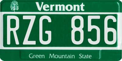 VT license plate RZG856