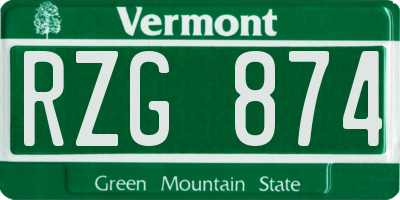 VT license plate RZG874