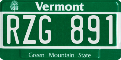 VT license plate RZG891