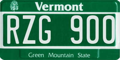 VT license plate RZG900
