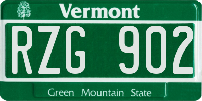 VT license plate RZG902