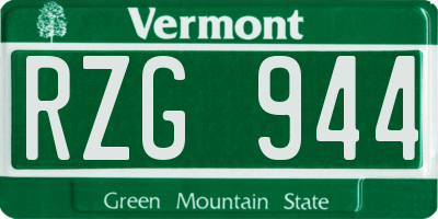 VT license plate RZG944