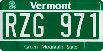 VT license plate RZG971