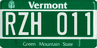 VT license plate RZH011