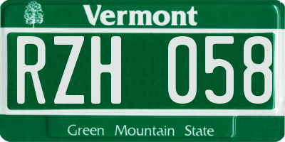 VT license plate RZH058