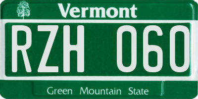 VT license plate RZH060