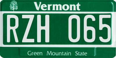 VT license plate RZH065