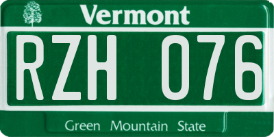 VT license plate RZH076