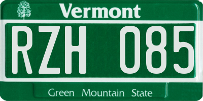 VT license plate RZH085