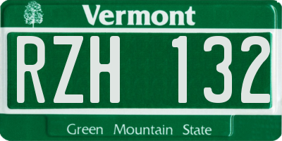 VT license plate RZH132