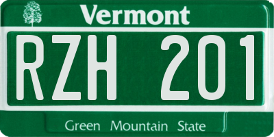 VT license plate RZH201