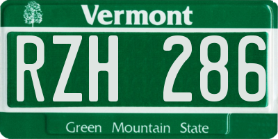 VT license plate RZH286