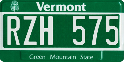 VT license plate RZH575