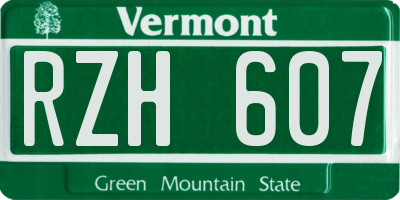 VT license plate RZH607