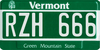 VT license plate RZH666