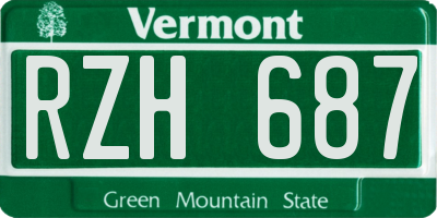 VT license plate RZH687