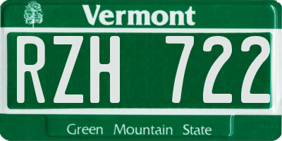 VT license plate RZH722