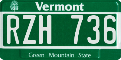 VT license plate RZH736